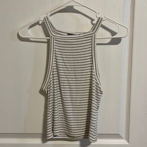 GOOD CONDITION Black and White Stripped Halter Tank Top !!